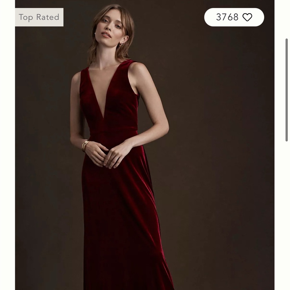 Jenny Yoo Velvet Maxi Dress in Bordeaux Red